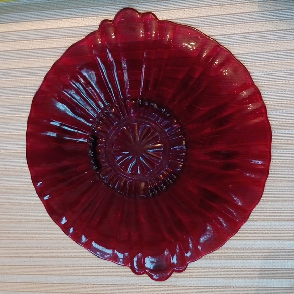 ❤Anchor Hocking Old Cafe Royal Ruby Red Shallow Candy Dish - Picture 4 of 6